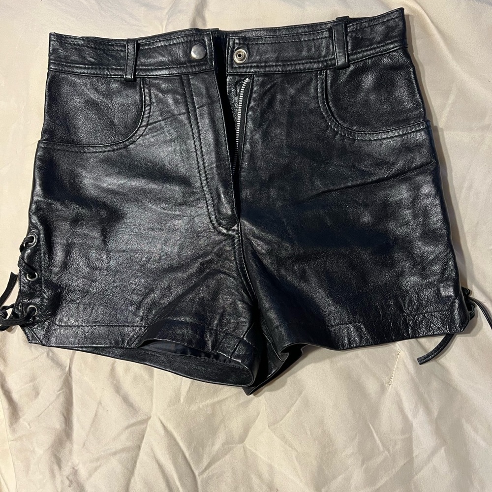 Bonus Italian fashions leather shorts.